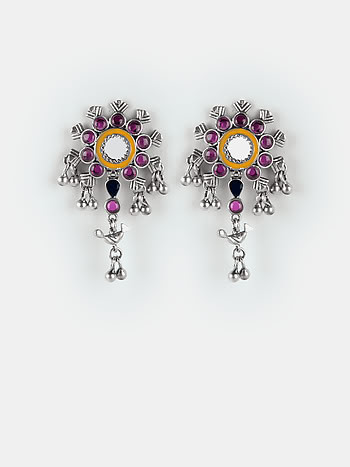 Abla Bharat Style Earrings in 925 Silver