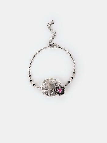 Oxidised Rise Above Fear Black Bead Bracelet in 925 Silver