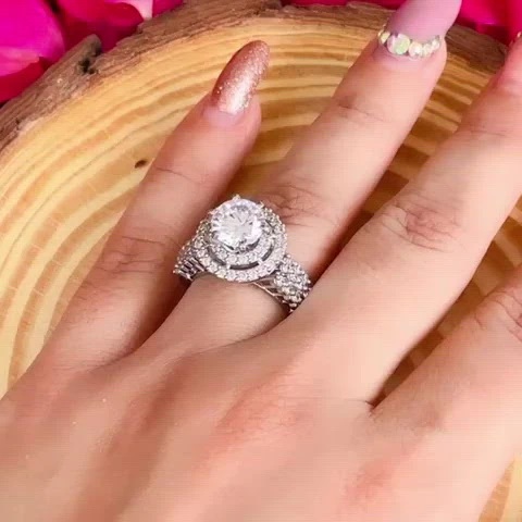 SILVER RING WITH CENTER STONE 925 HALLMARK