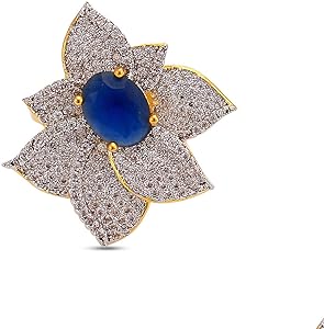 SILVER LEAFS RING WITH BLUE STONE 925 HALLMARK