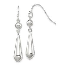 Lex & Lu Sterling Silver Polished Dangle Shepherd Hook Earrings