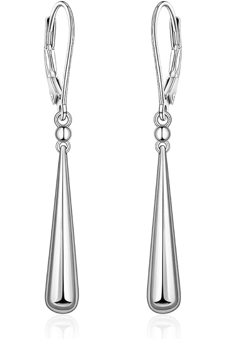 Sterling Silver Triangle Ball Dangle Shepherd Hook Earrings for Women