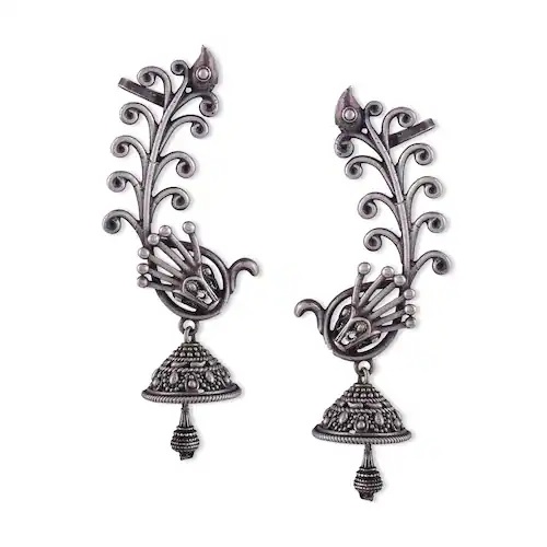 Binni's Wardrobe German Silver cuff Earrings
