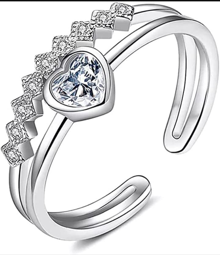HEART STONE SILVER RING WITH 925 HALLMARK