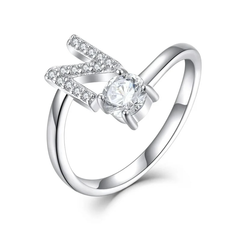 ROUND STONE SILVER RING WITH 925 HALLMARK