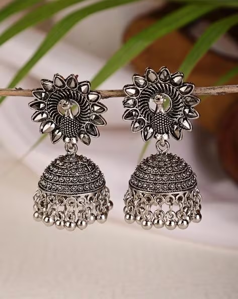 Silver-Plated Jhumka Earrings