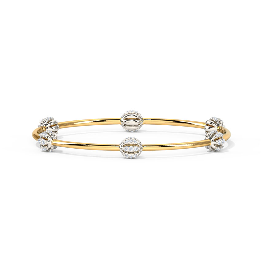 Glorious Orb Gold Polished Silver Bangle