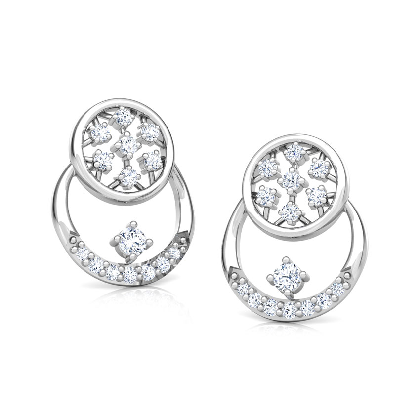 Overlay Cluster Silver Stone Stud Earrings