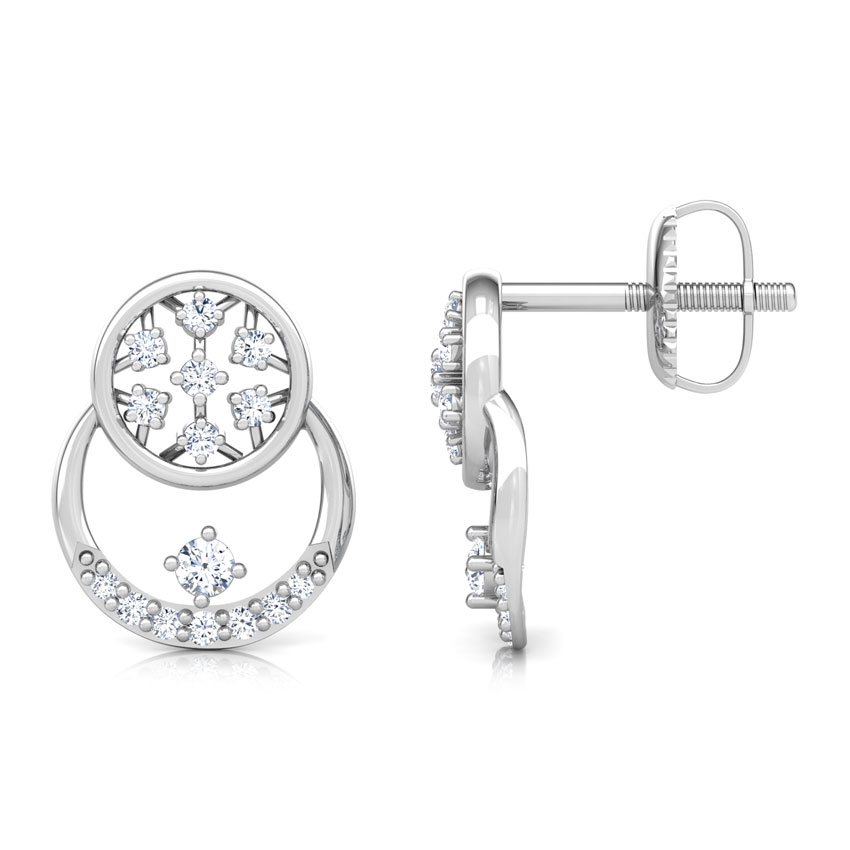 Overlay Cluster Silver Stone Stud Earrings