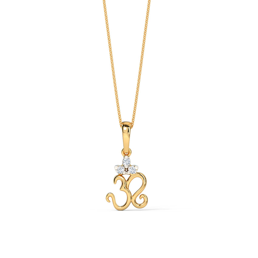 Trpti Om Gold Polished Silver Pendant