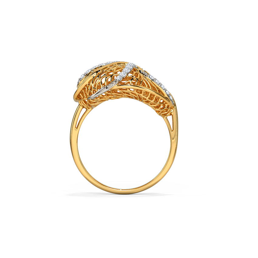 Alocasia Root Gold Polished Silver Ring