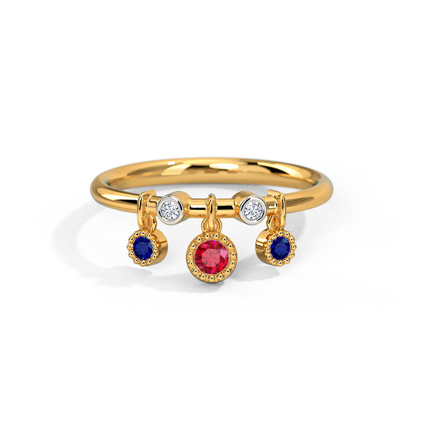 Dangling Stackable Gold Polished Silver Ring