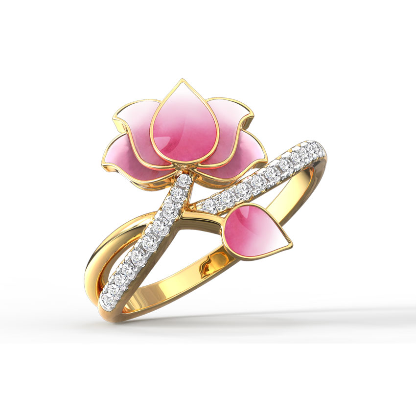 Intertwine Lotus Gold Polished Silver Ring