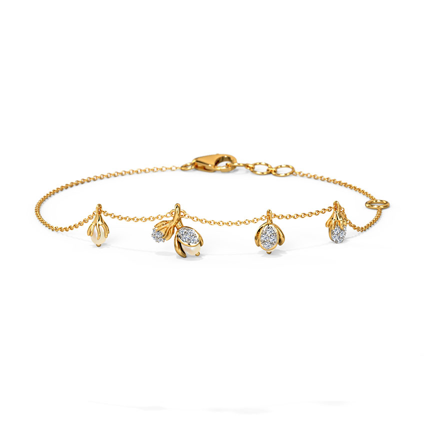 Malla Pearl Gold Polished Silver Stone Bracelet