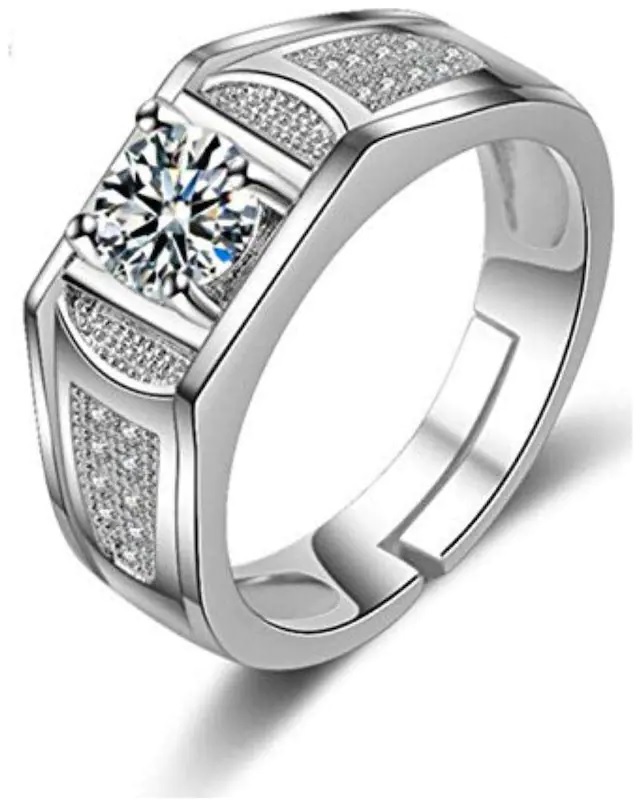 CRYSTAL CLEAR SILVER STONE RING WITH 925 HALLMARK