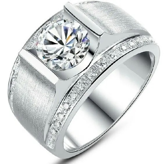 ROUND STONE RING FOR MENS WITH 925 HALLMARK