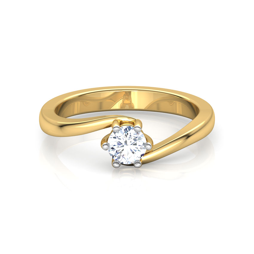 Forevermore Solitaire Gold Polished Silver Ring