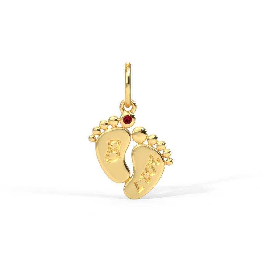 Silver Baby Steps Personalised Gemstone Charm with Gold Polished