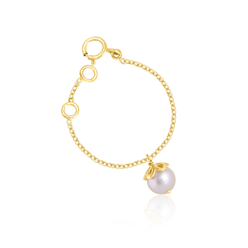 Silver Pearl Shine Watch Charm With Gold Polished