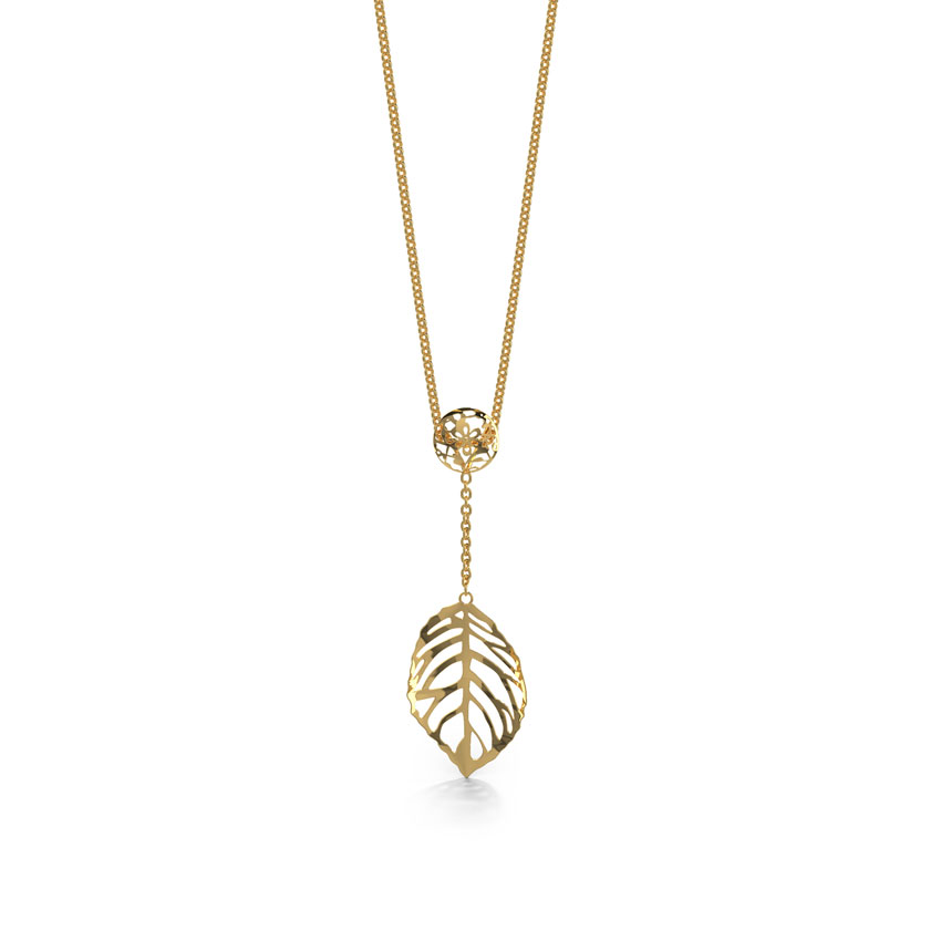 Leaf Cutout Gold Polished Silver Pendant