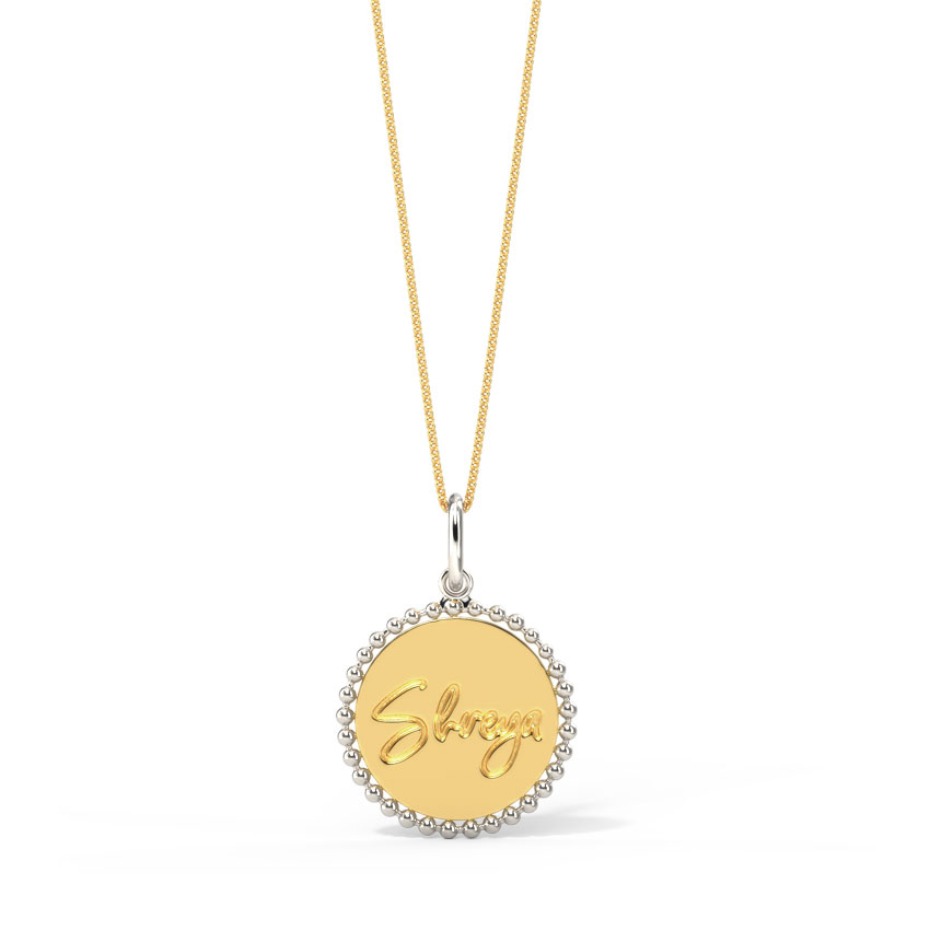 Personalised Name Gold Polished Silver Pendant
